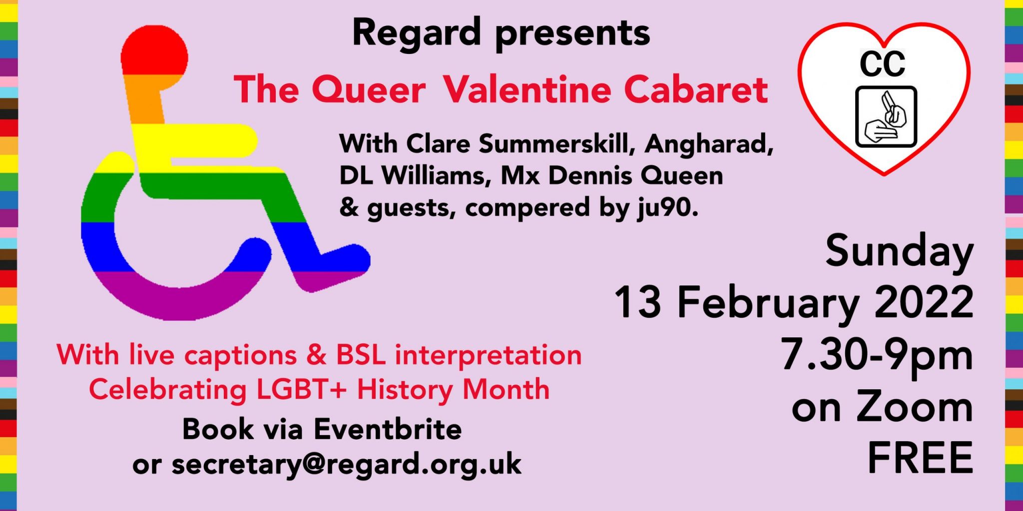 Regard presents the Queer Valentine Cabaret  – Sunday 13 February 7.30 – 9pm